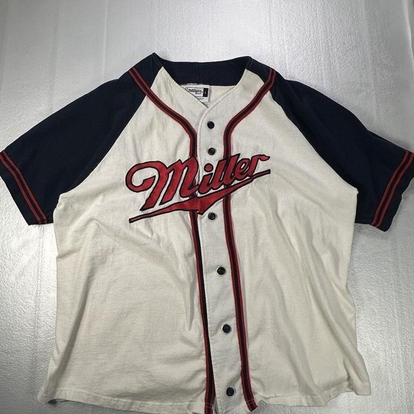 Other - Miller‎ Liter Baseball Jersey Mens Large White Embroidered Mesh